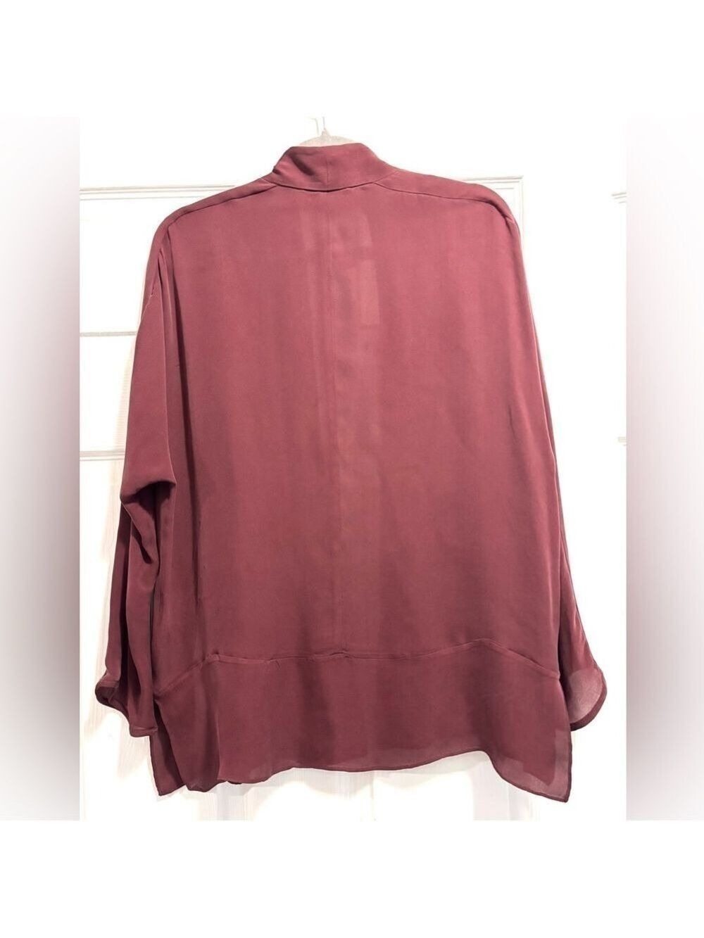 Aritzia Wilfred 100% Silk Cardigan Open Front Drapey Semi Sheer Burgundy Size XS - Picture 6 of 8